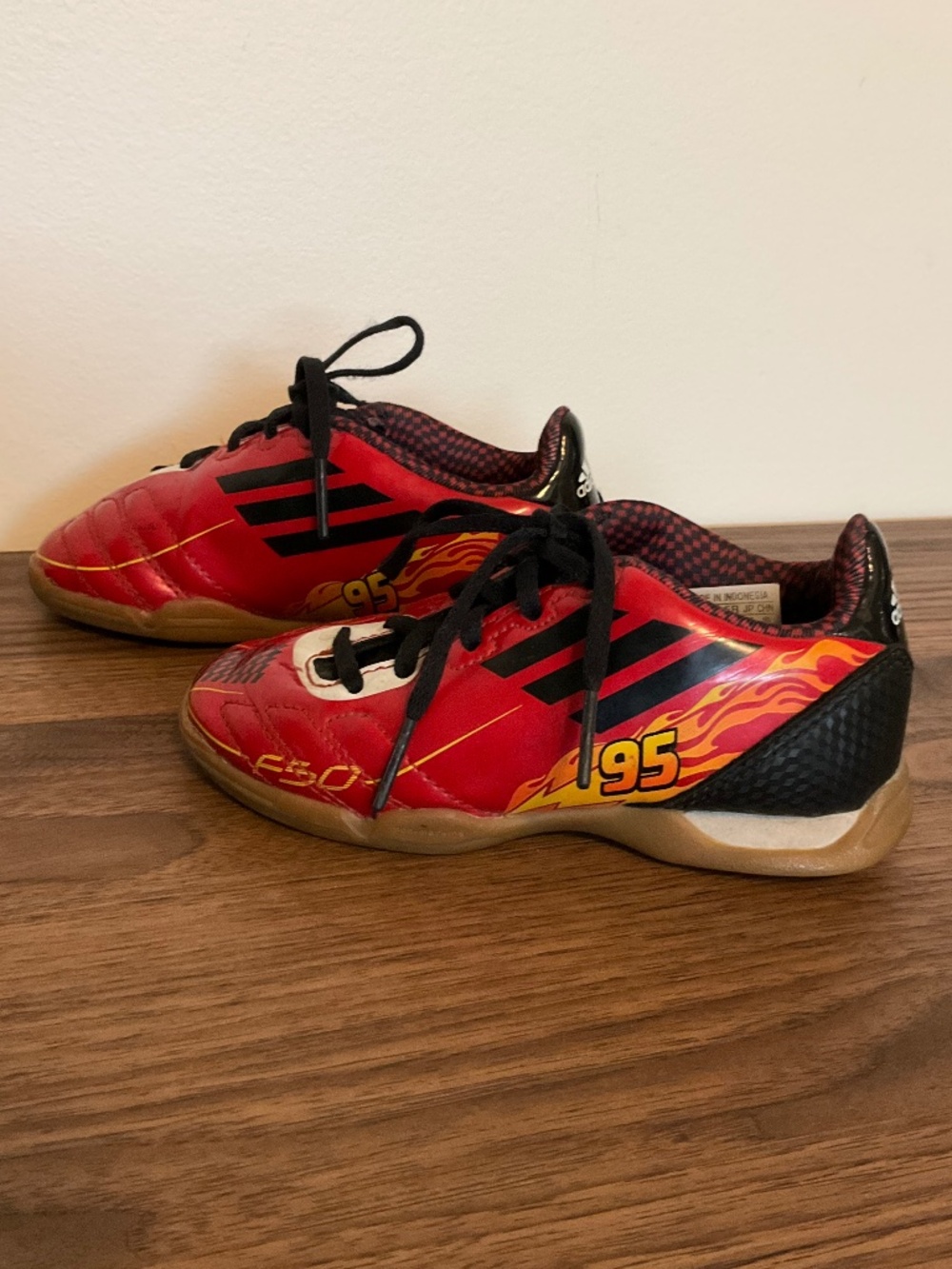 Adidas F50 Disney Pixar lightning McQueen cars training shoes, size 9K